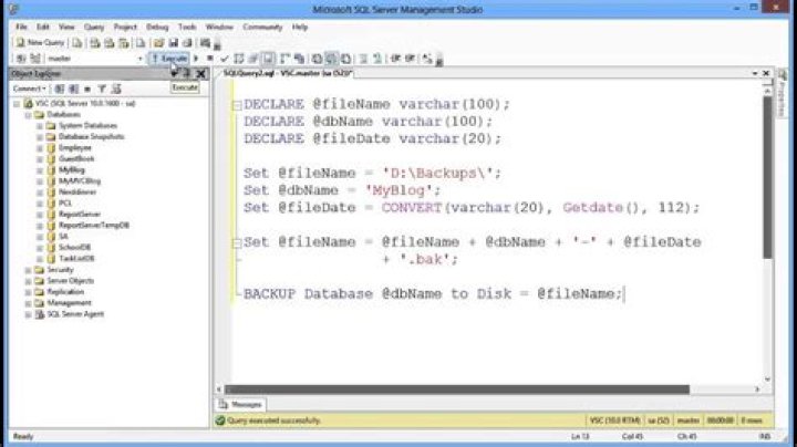 How do I backup a SQL Server database using a script?