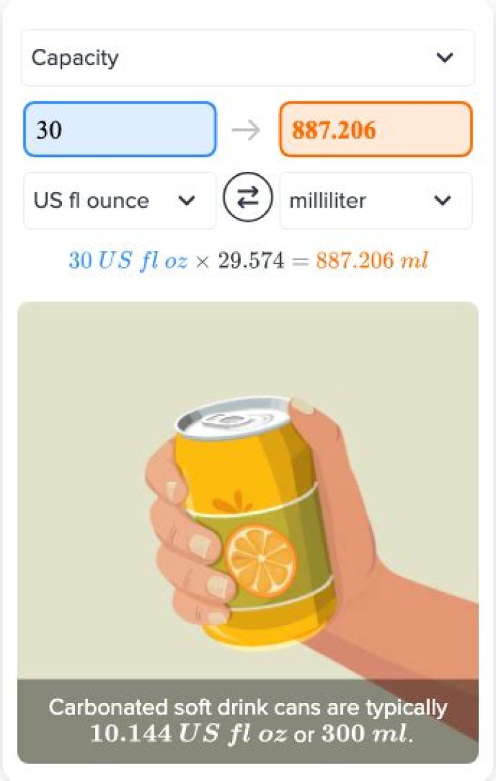 How many milliliters is 30?