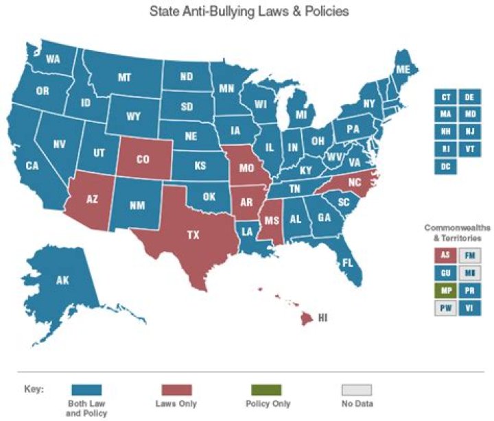 How many states have a bullying law or policy?