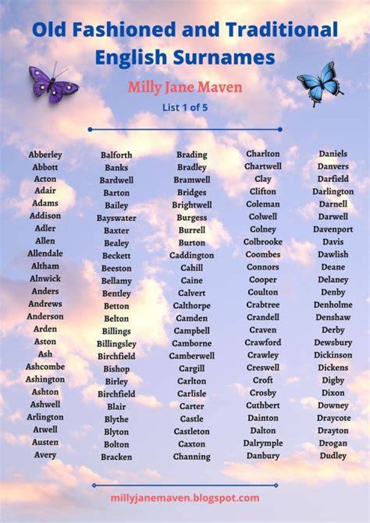 What are the 7 English surnames?