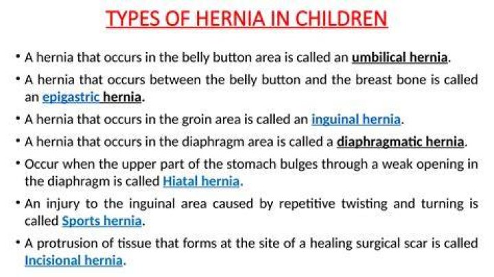 What causes an epigastric hernia in children?