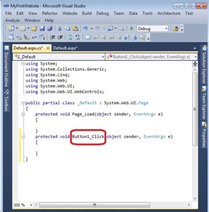 What is default ASPX CS?