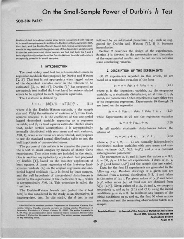 What is Durbin h test?