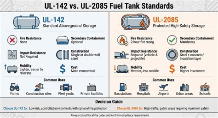 What is the difference between UL 142 and UL 2085?
