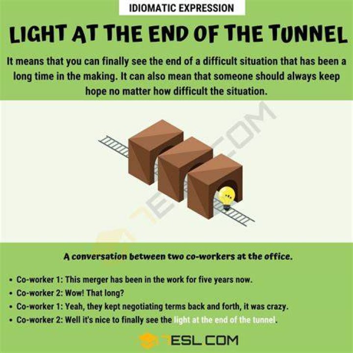 What is the meaning of the idiom see the light at the end of the tunnel?