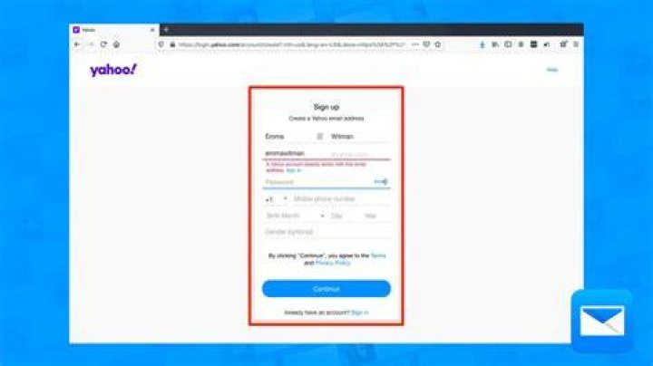 What is the minimum age for a Yahoo email account?