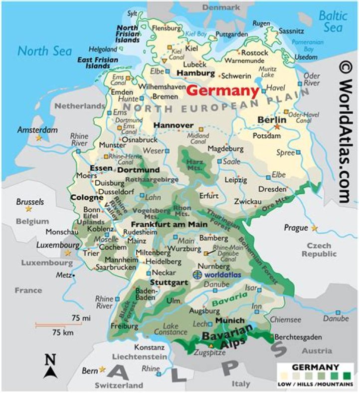 What part of Germany has mountains?