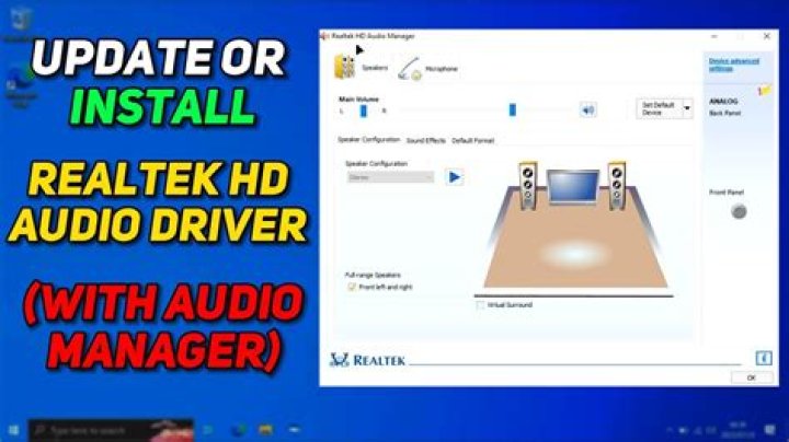 Where is Realtek HD Audio Manager Windows 8?