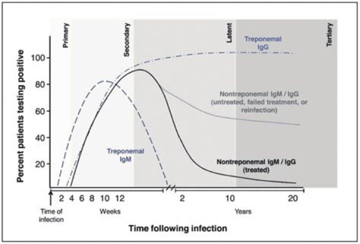 Which syphilis test is positive for life?